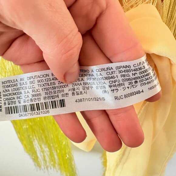 Zara Fringe Mini Dress Light Yellow Blogger Fav Size Small - Picture 12 of 13